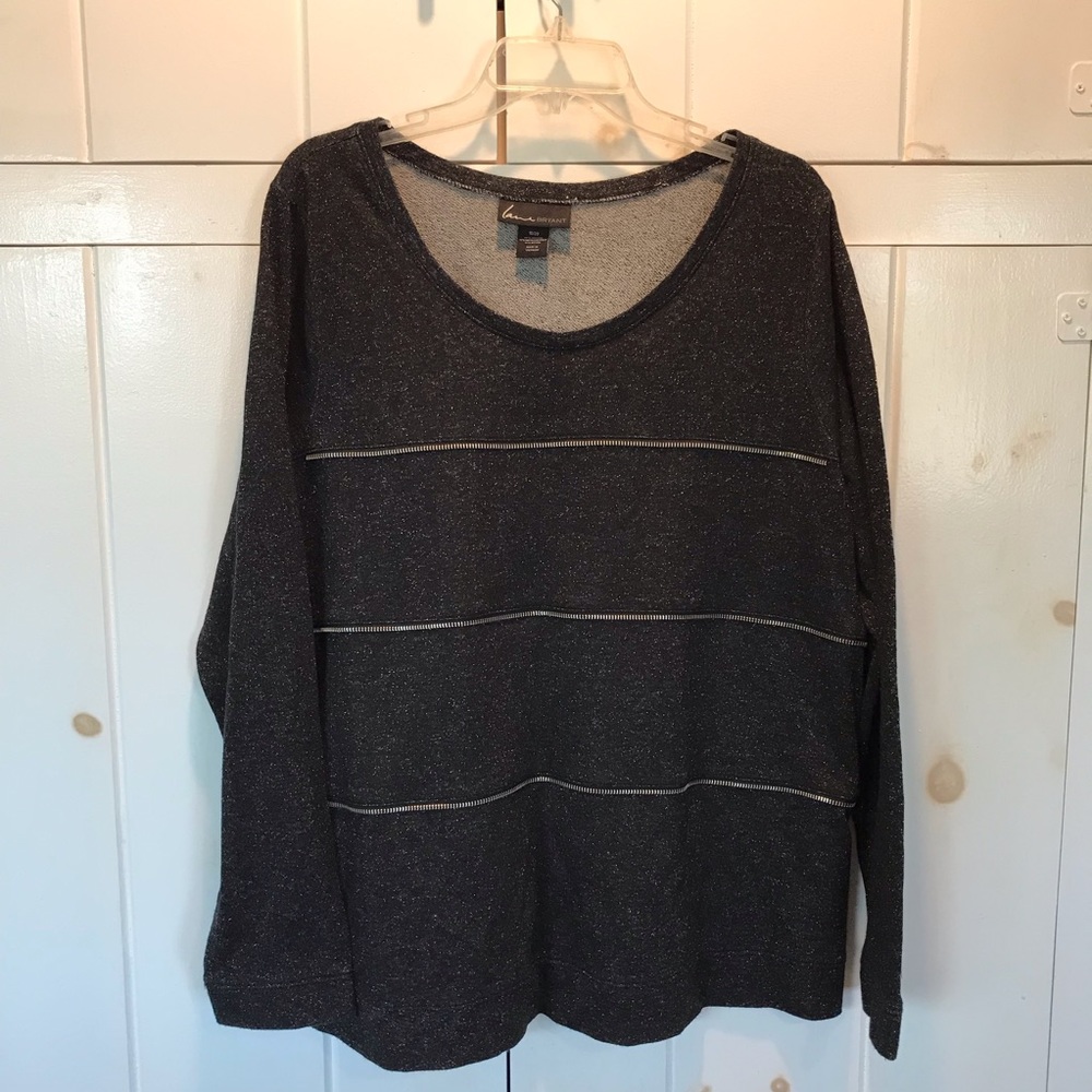 Lane Bryant Metallic Exposed Zipper Top